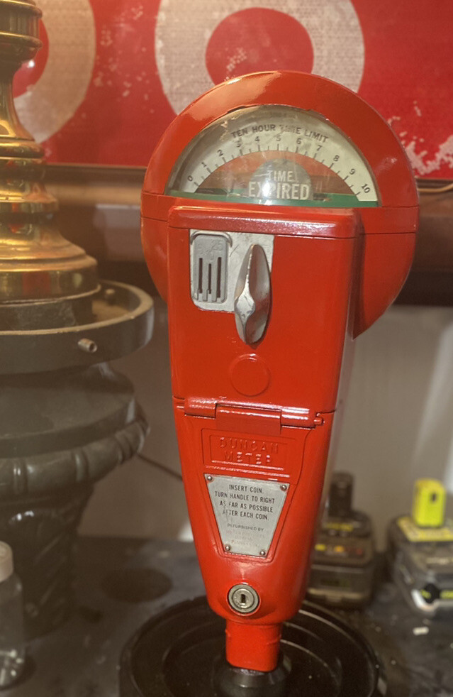 Vintage Red Duncan Parking Meter Working, Duncan 60 original Red, Duncan 70