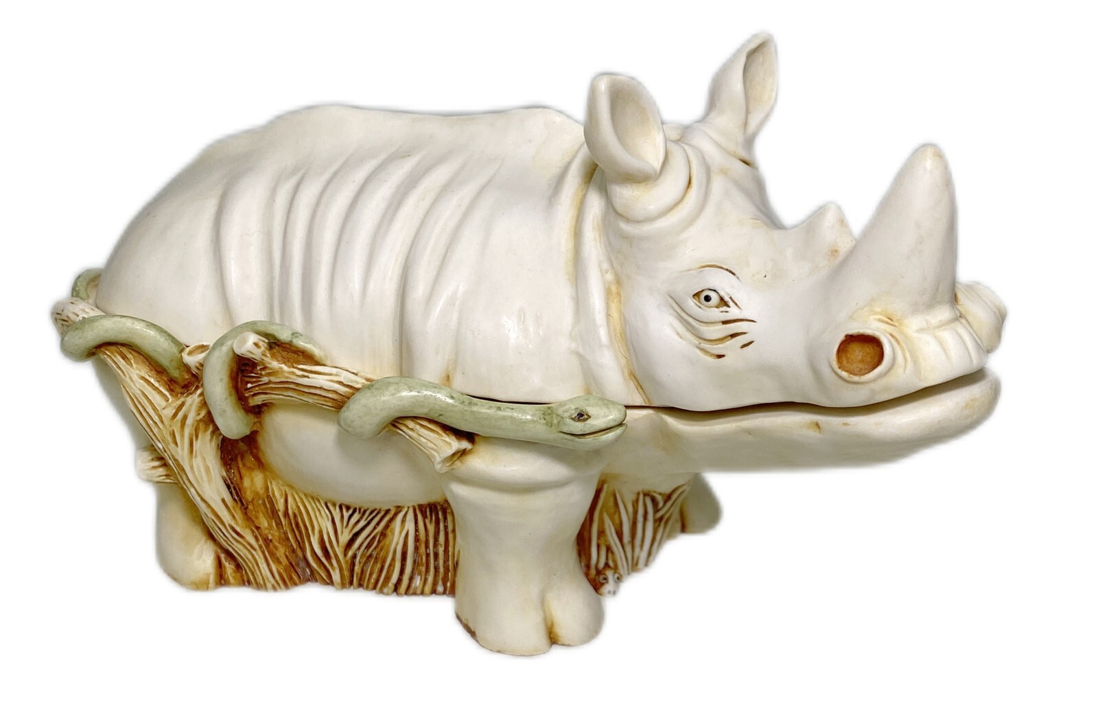 Harmony Kingdom Horn a Plenty Rhino Snake Trinket Box Figurine Vtg 1991