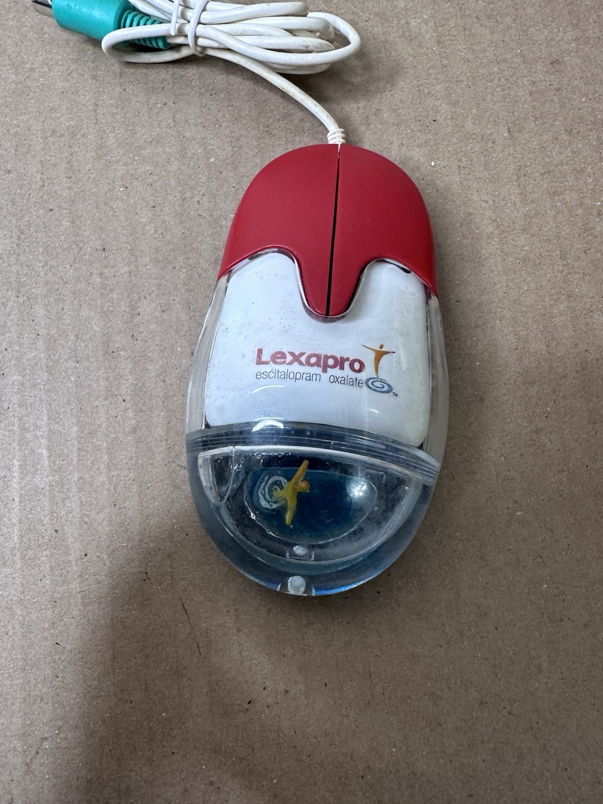 Vtg Rare Aqua Computer Mouse Model AM-940-P Liquid Filled Drug Promo Lexapro 15