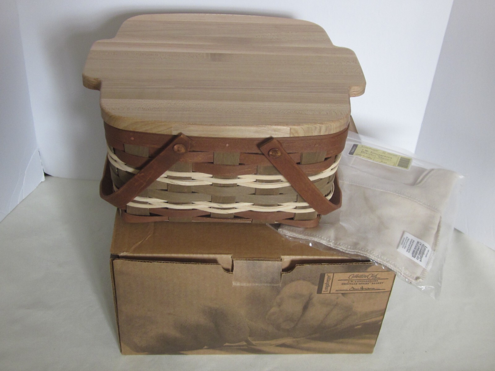 Longaberger 2008 Collectors Club JW HERITAGE SERIES Basket Set +WC Cutting Board