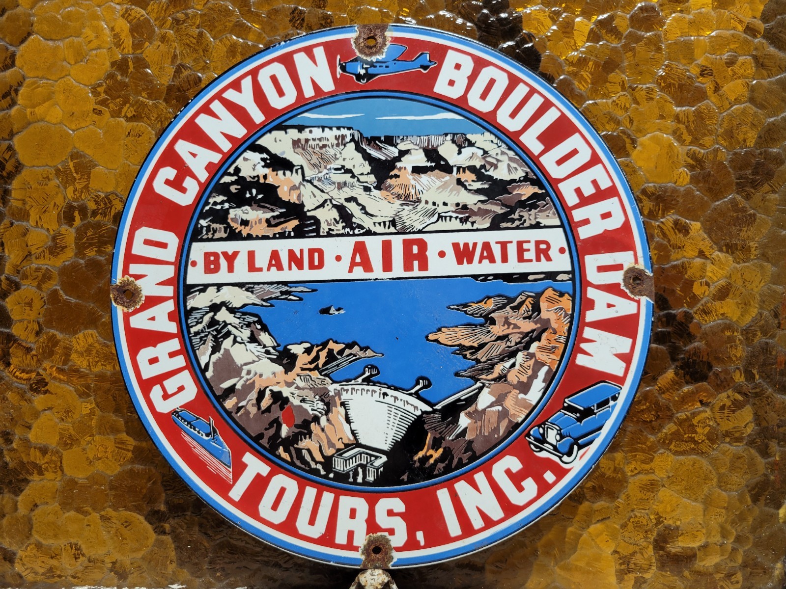VINTAGE GRAND CANYON PORCELAIN SIGN RARE OLD NATIONAL PARK SMOKEY BEAR FOREST 