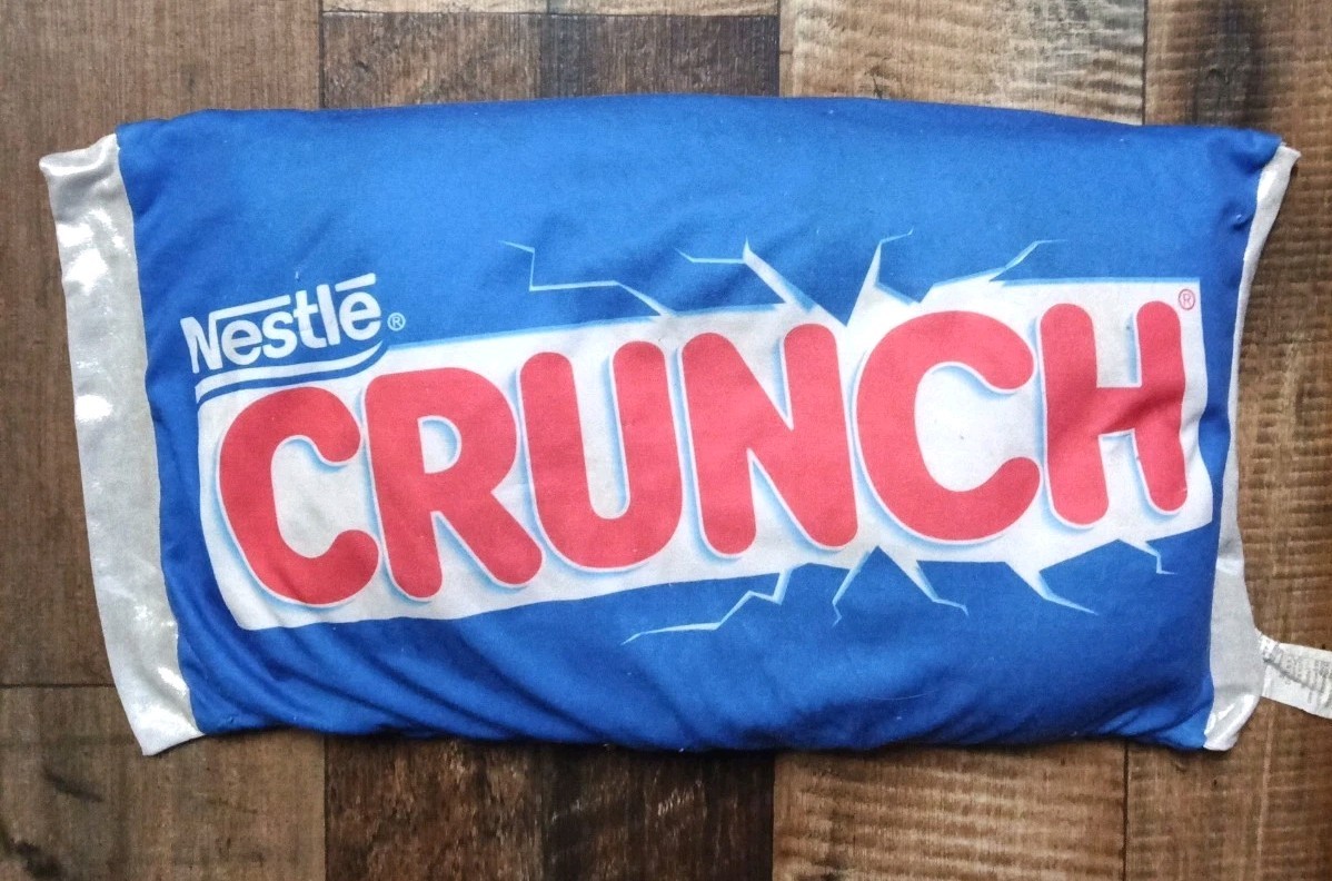 Vintage 2000s Nestle’s Crunch Chocolate Candy Decorative Plush Pillow 28x14x5