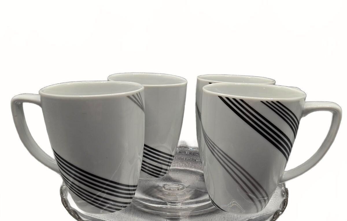 Corelle Coordinates Simple Sketch Porcelain Coffee Mugs Set of 4