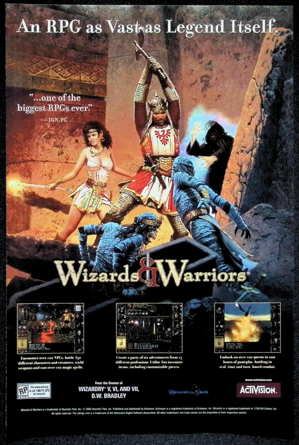 Activision Wizards & Warriors Magazine Print Ad 2000 Fantasy RPG Video Game