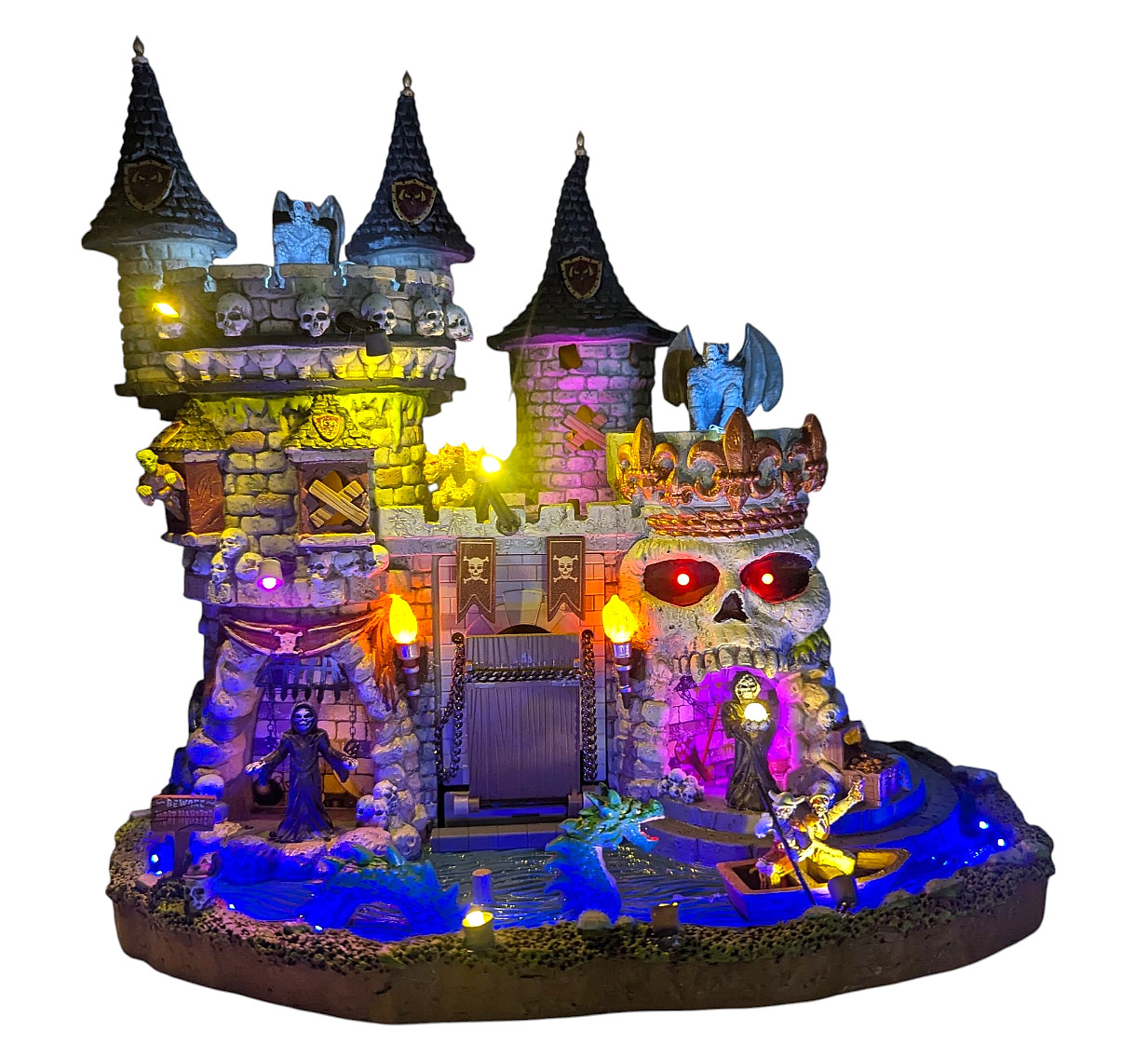 Lemax Spooky Town Medi-Evil Castle Draw Bridge Gargoyles Halloween Village 55302