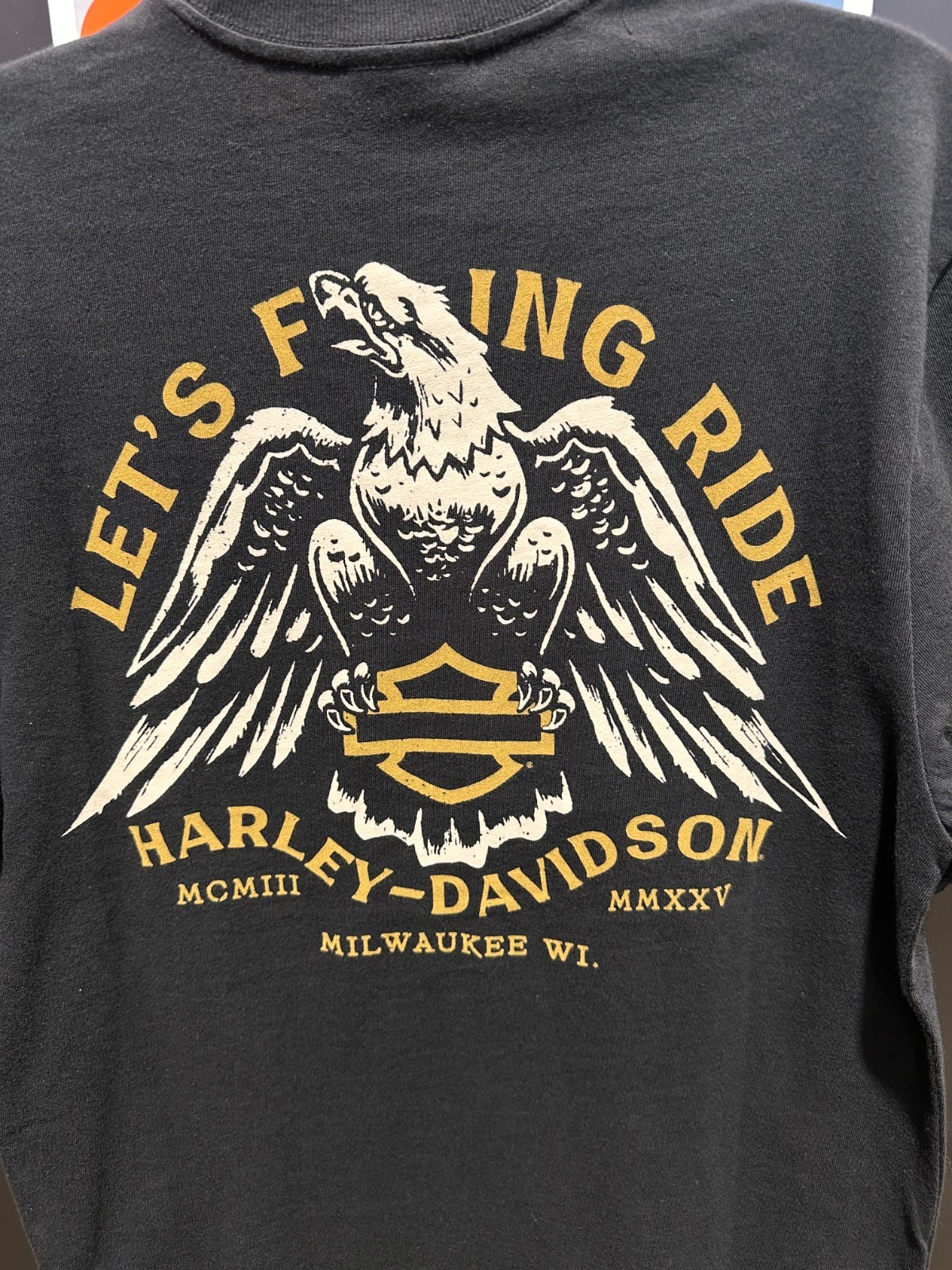 New Harley-Davidson Eagle Back Let's F'ing Ride Men's Black T-Shirt-M