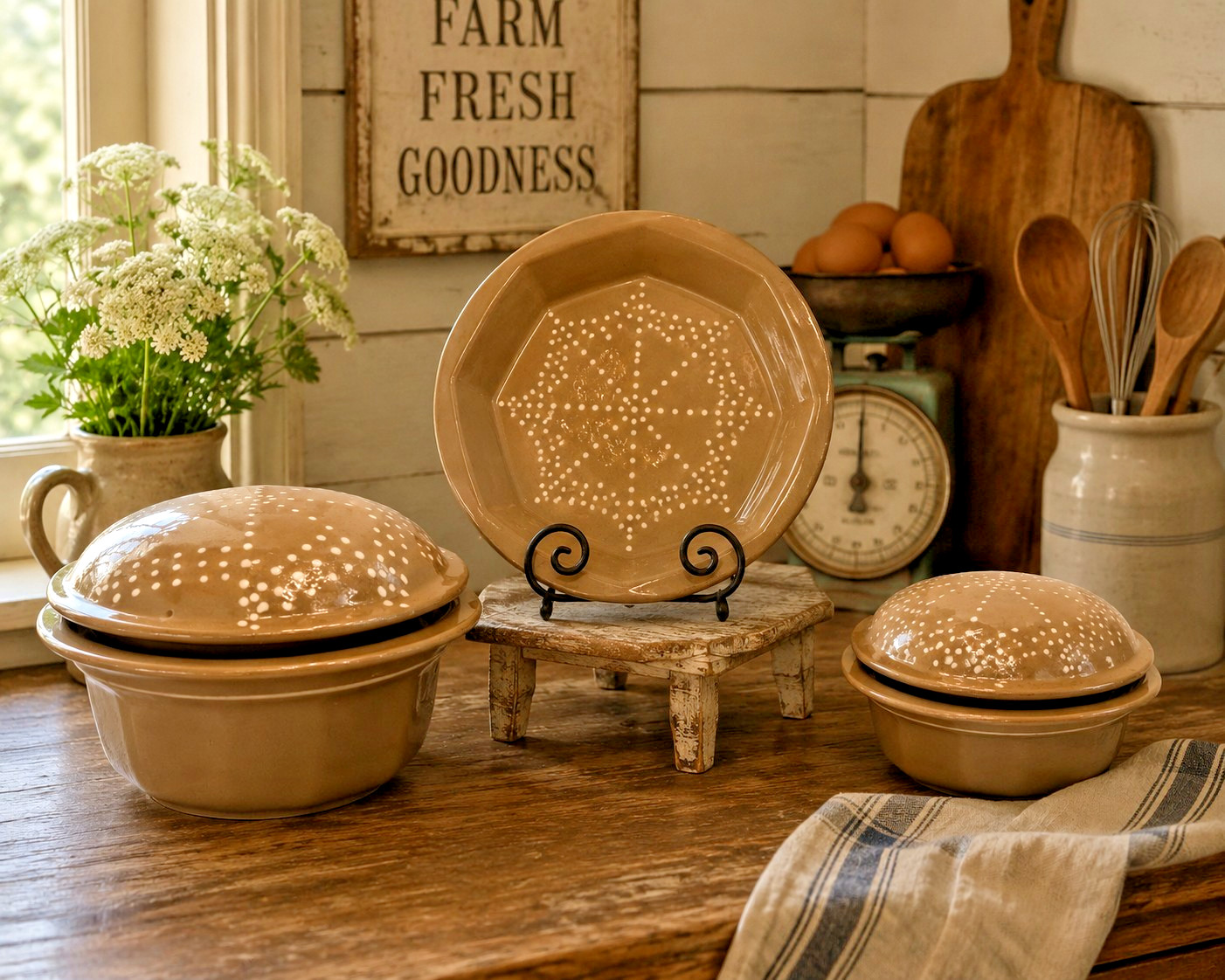 Vintage Hartstone Handcrafted Stoneware Cookware Set of 3-Made in the USA