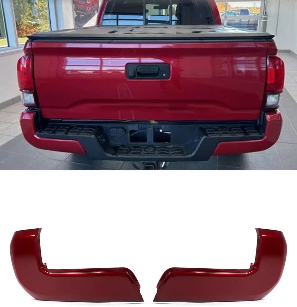 Set Barcelona Red Rear Bumper End Cap for 2016-2023 Toyota Tacoma | ABS Plastic