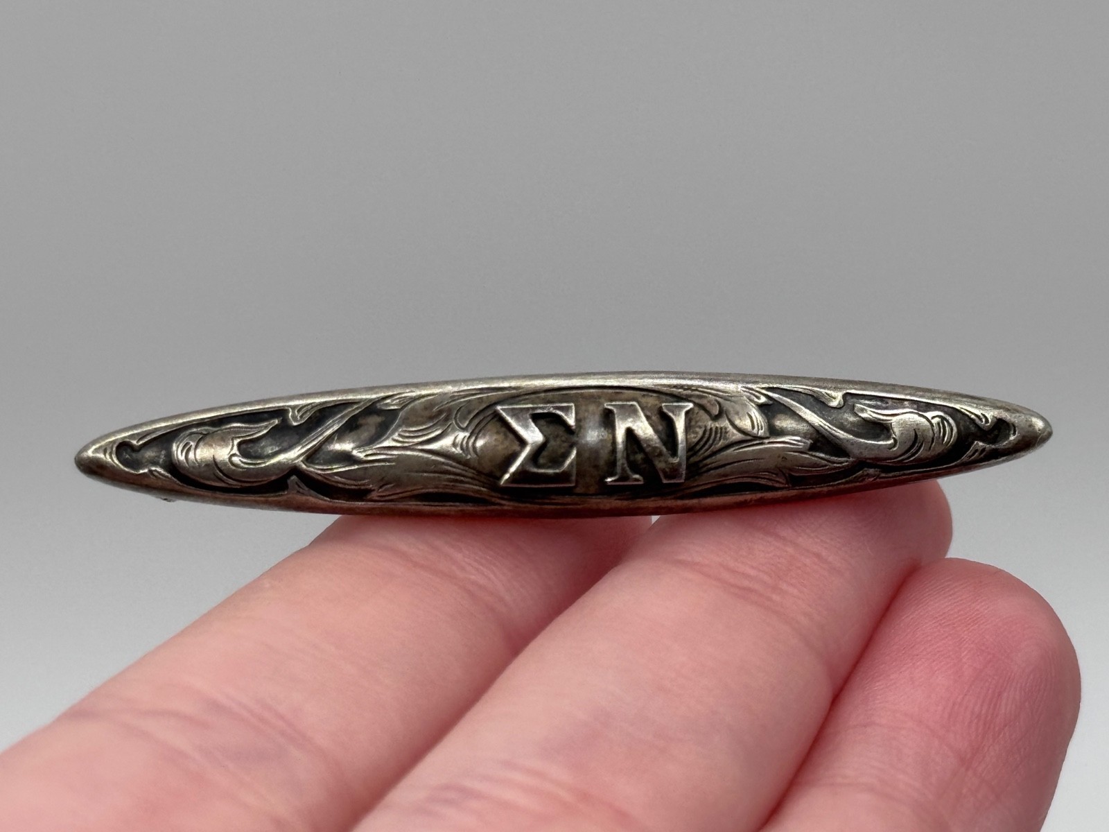 Antique Sigma Nu Fraternity Sterling Silver Pin Brooch by R Blackinton Co