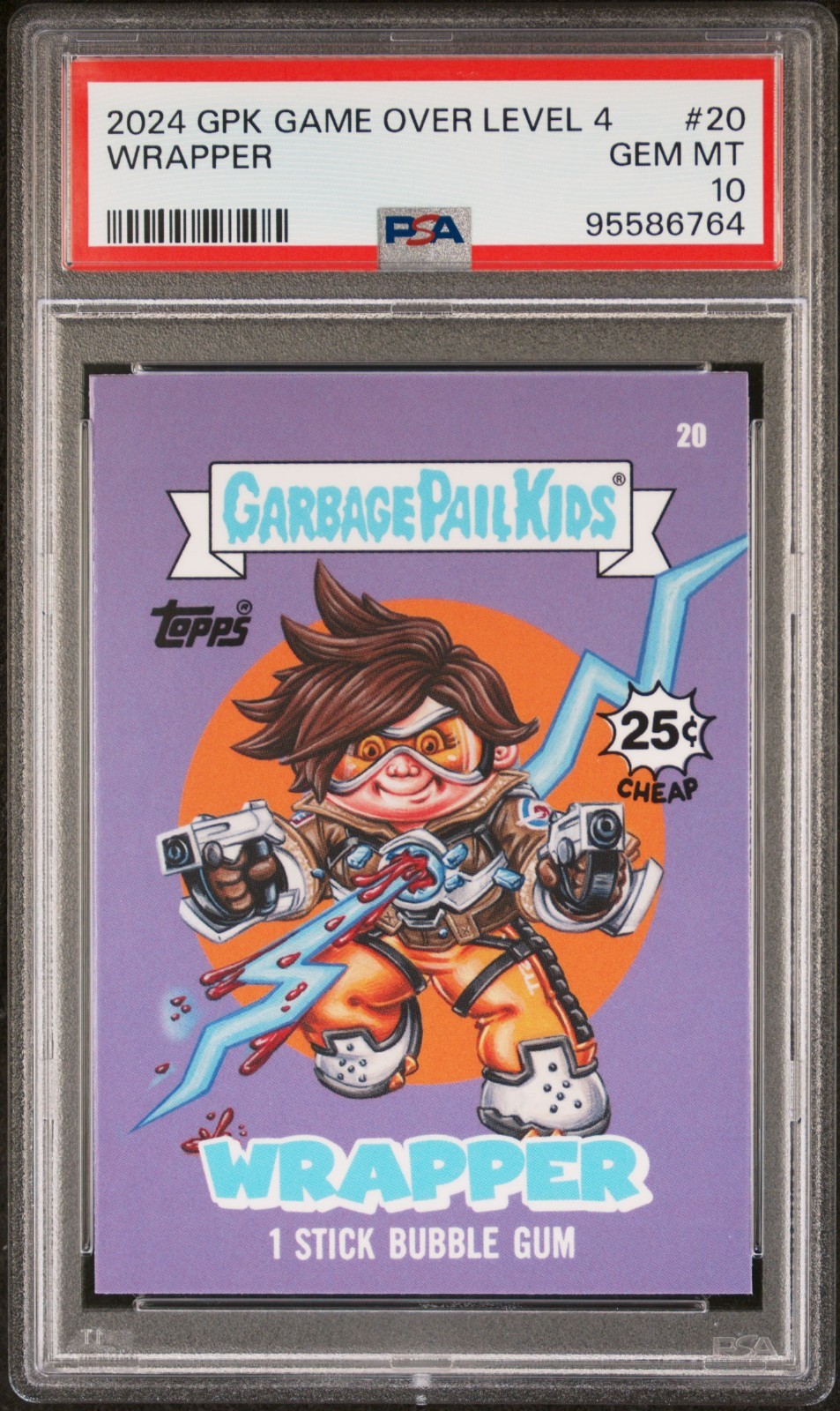 2024 Garbage Pail Kids Game Over Level 4 WRAPPER CARD 20 PSA 10 GEM Overwatch