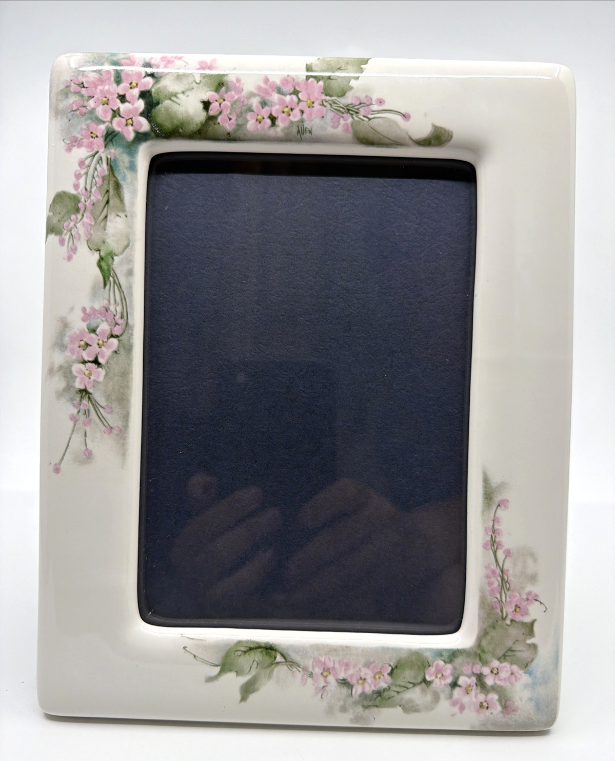 VTG Terragrafics Porcelain Ceramic Floral Picture Frame Pink Flowers 9x7 Boho