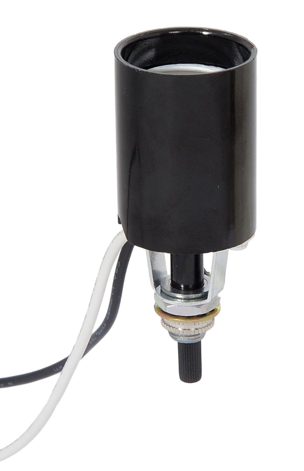 B&P Lamp Medium Base Phenolic Fixture Socket with Bottom Turn Know and Wire Lead