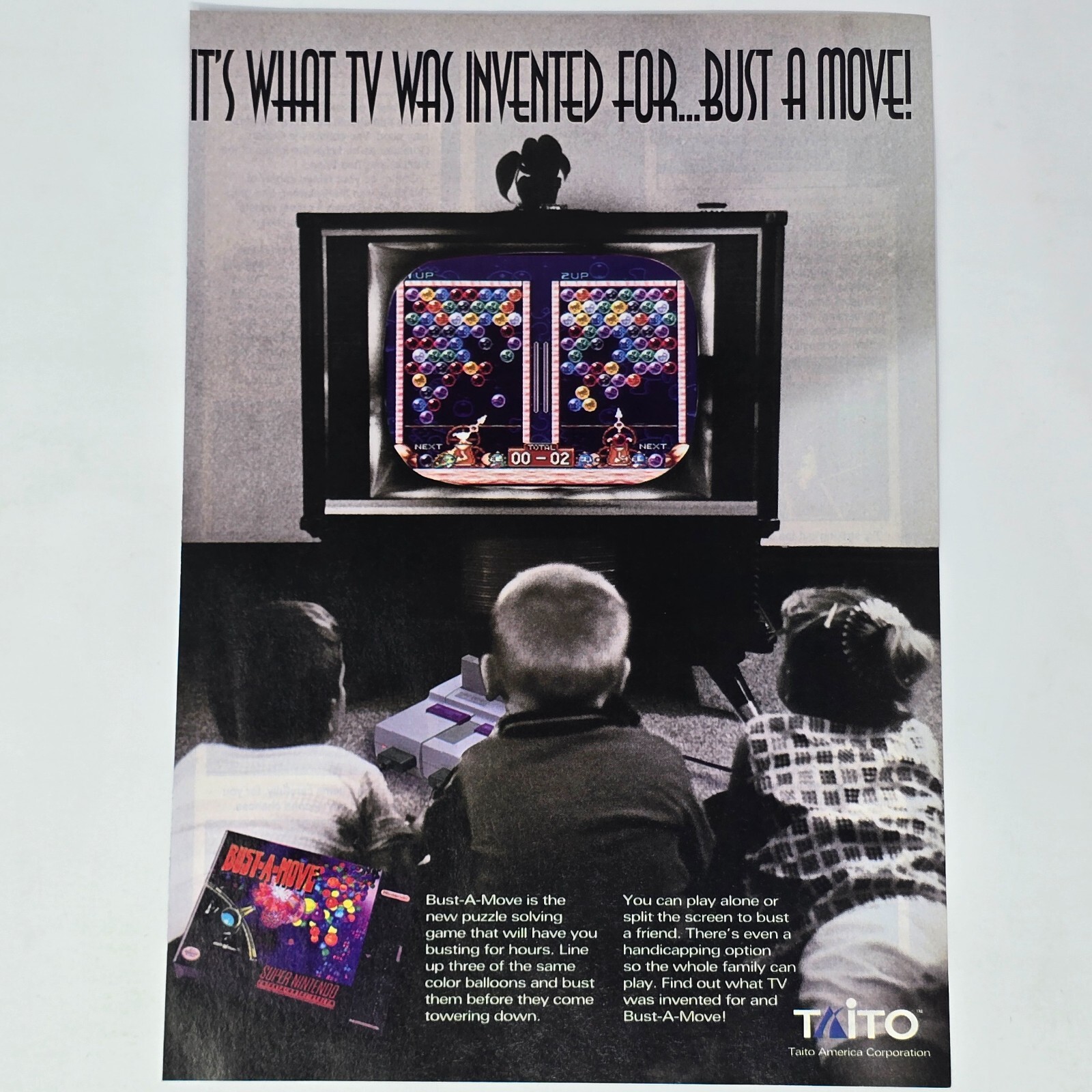 Bust A Move Super Nintendo SNES What TV Was Invented For Print Ad/Poster Art