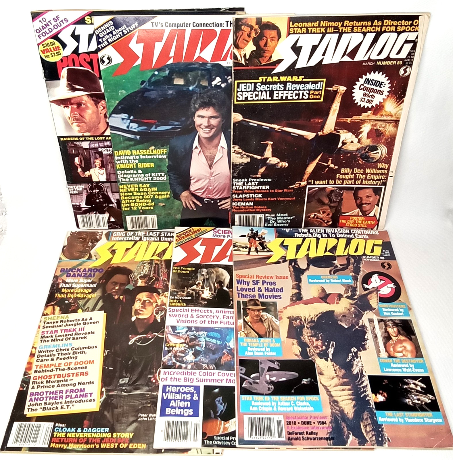 Vintage 1980s Starlog Science Fiction Film Poster Magazine Lot Of 6