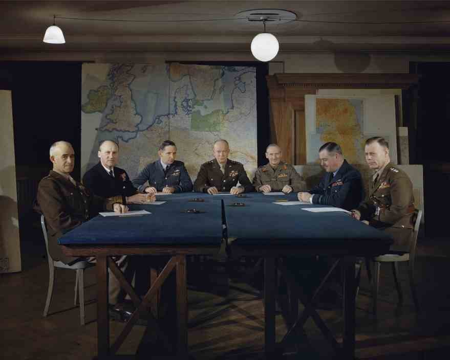 WWII Allied High Command Conference Strategy Meeting Military War Poster Print