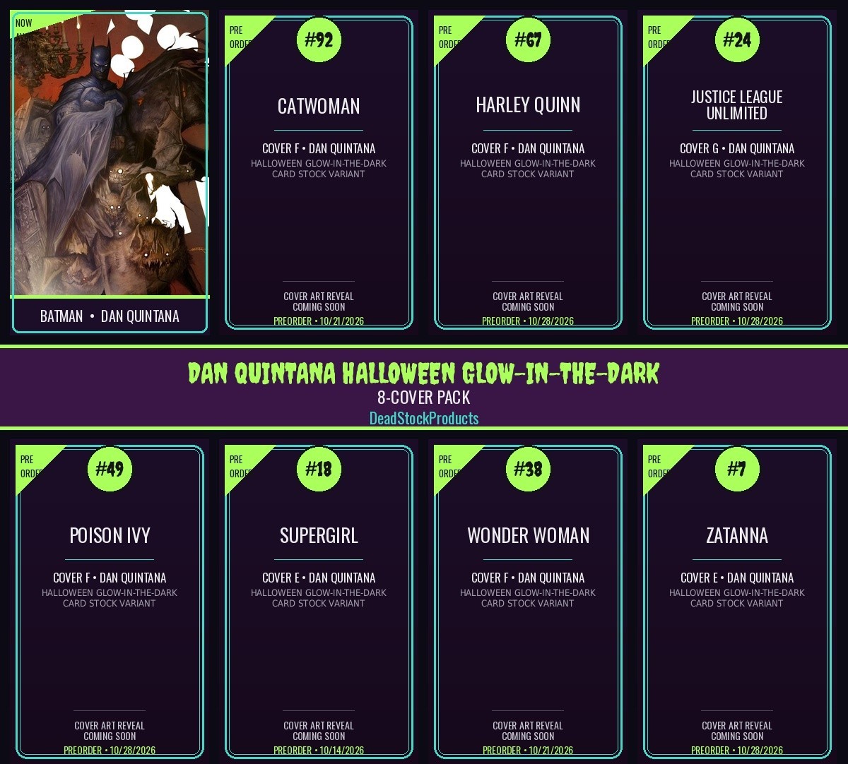 Dan Quintana Halloween Glow-in-the-Dark 8-Cover Pack PREORDER 10/28