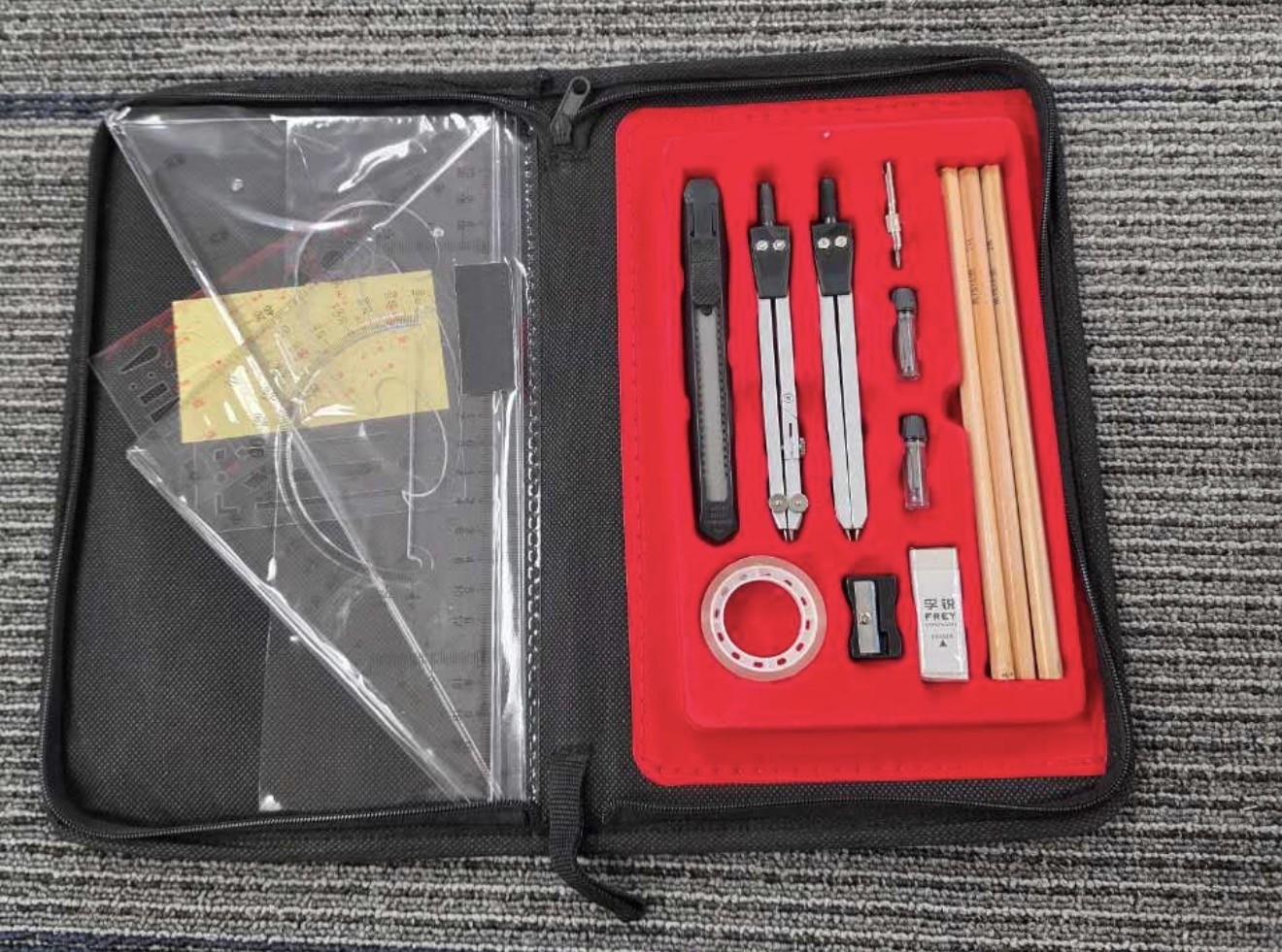 Bargain drafting set in zipper case NEW Shipping Included