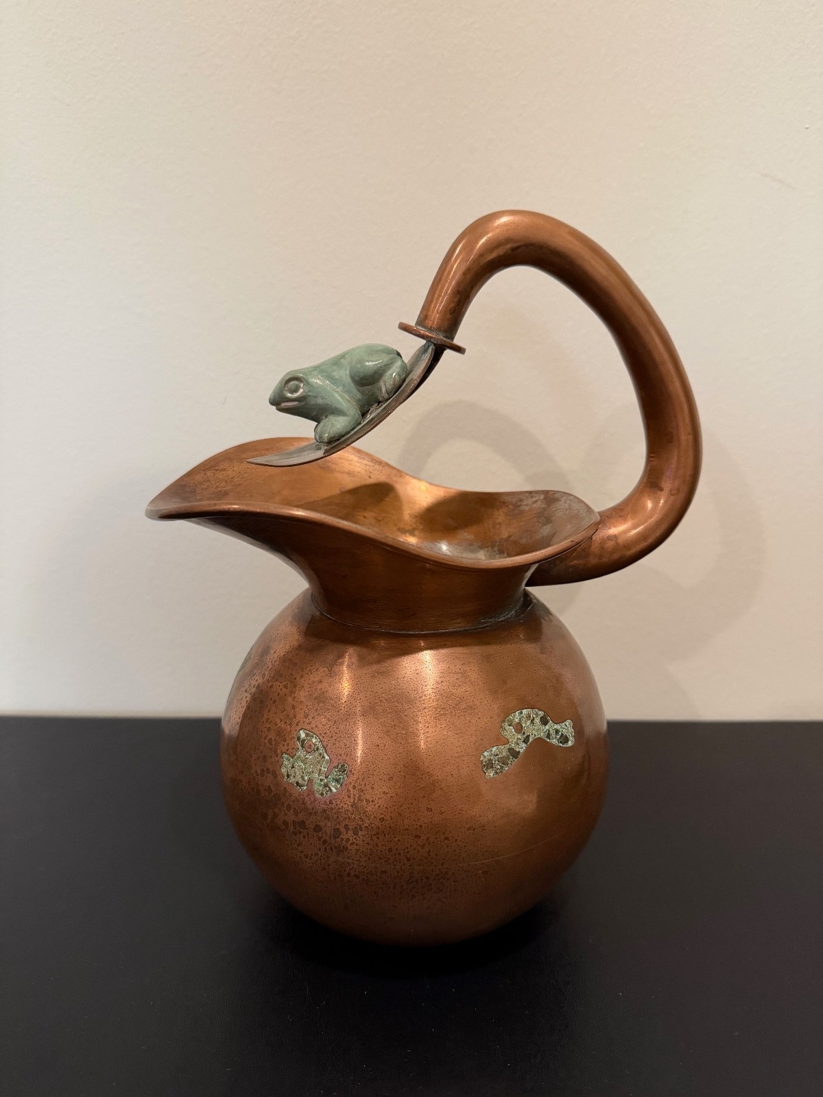 Vintage Los Castillo Taxco Metales Casados Mixed Metal Frog Water Pitcher Chato