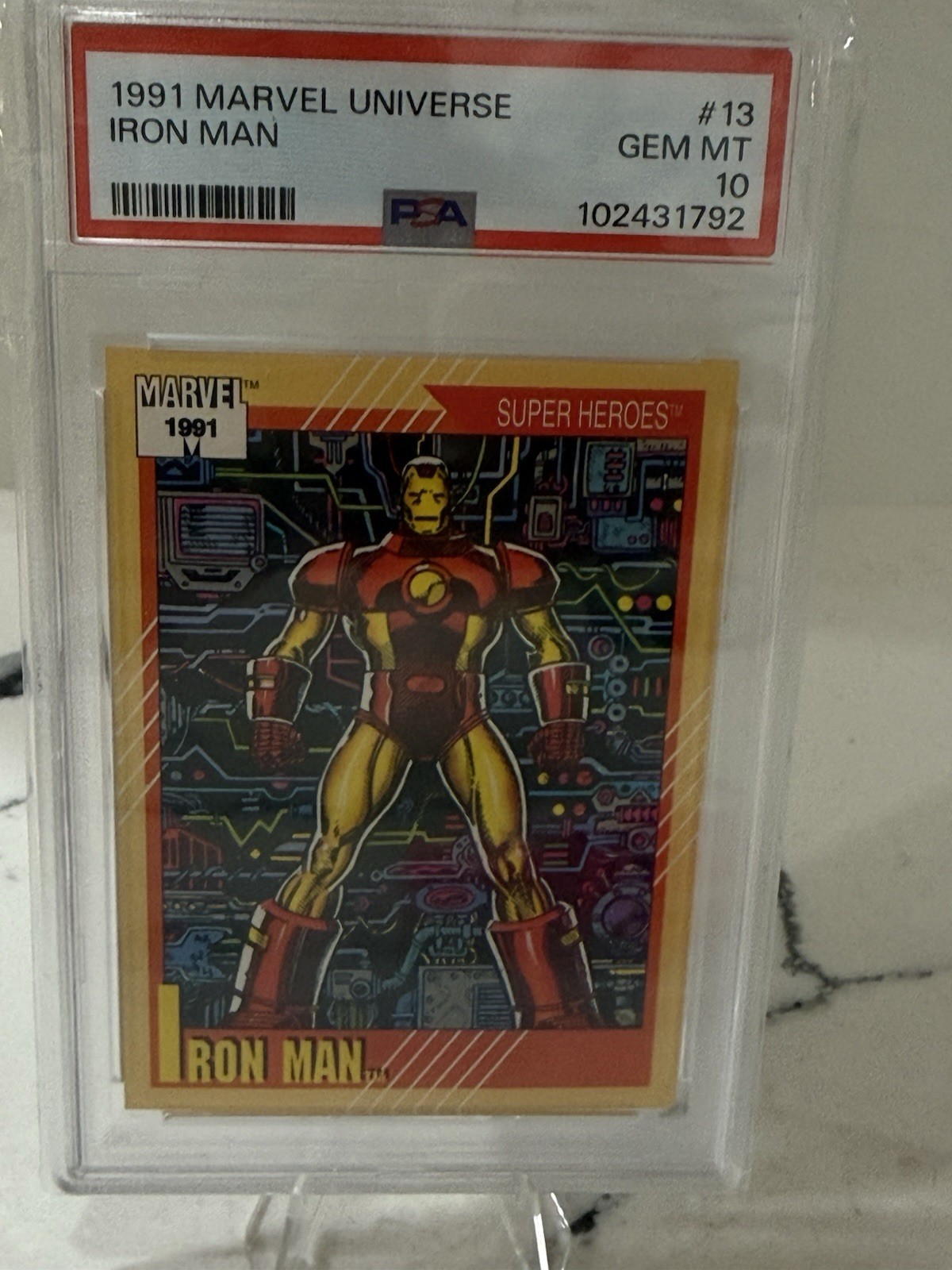 1991 Marvel Universe Iron Man #13 PSA 10 GEM MINT MCU Avengers Marvel Card