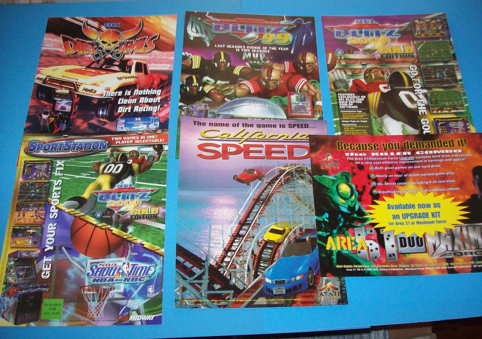 Atari California Speed Blitz 99 Dirt Devils Area 51 Duo Sports Station Lot of 6