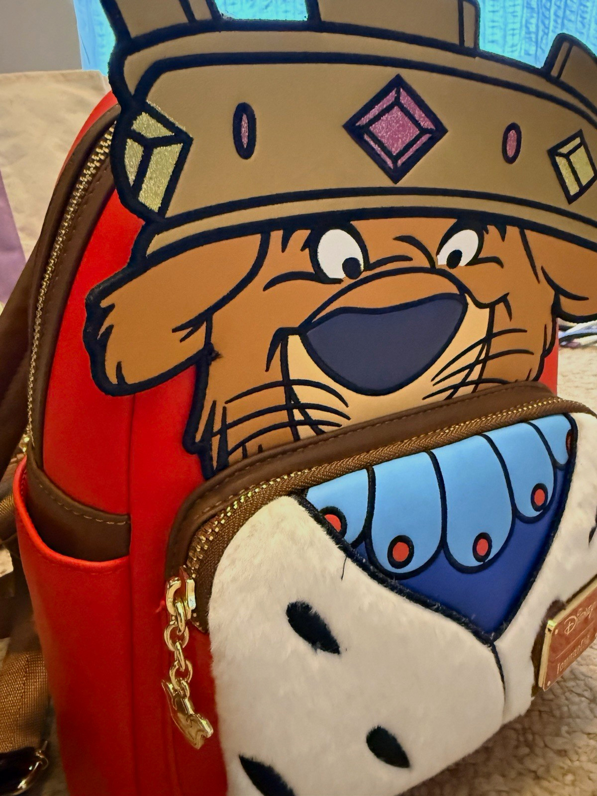 Loungefly Disney Robin Hood Prince John Mini Backpack Red Brown White Blue