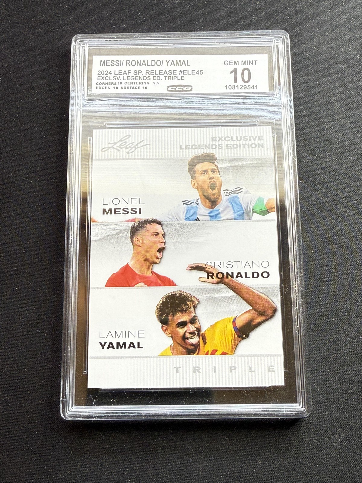 Messi / Ronaldo / Yamal 2024 Leaf Legend Triple CCG 10 Lamine Yamal rc