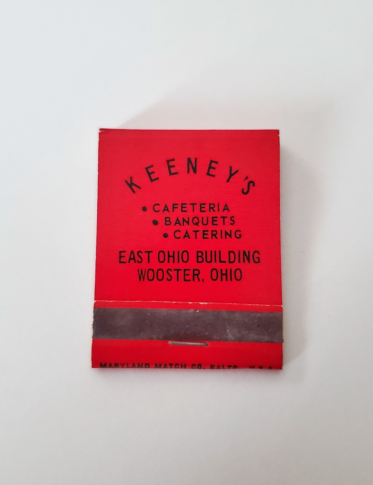 Vintage Keeney's Empire Room Matchbook - Wooster Ohio - Front Strike