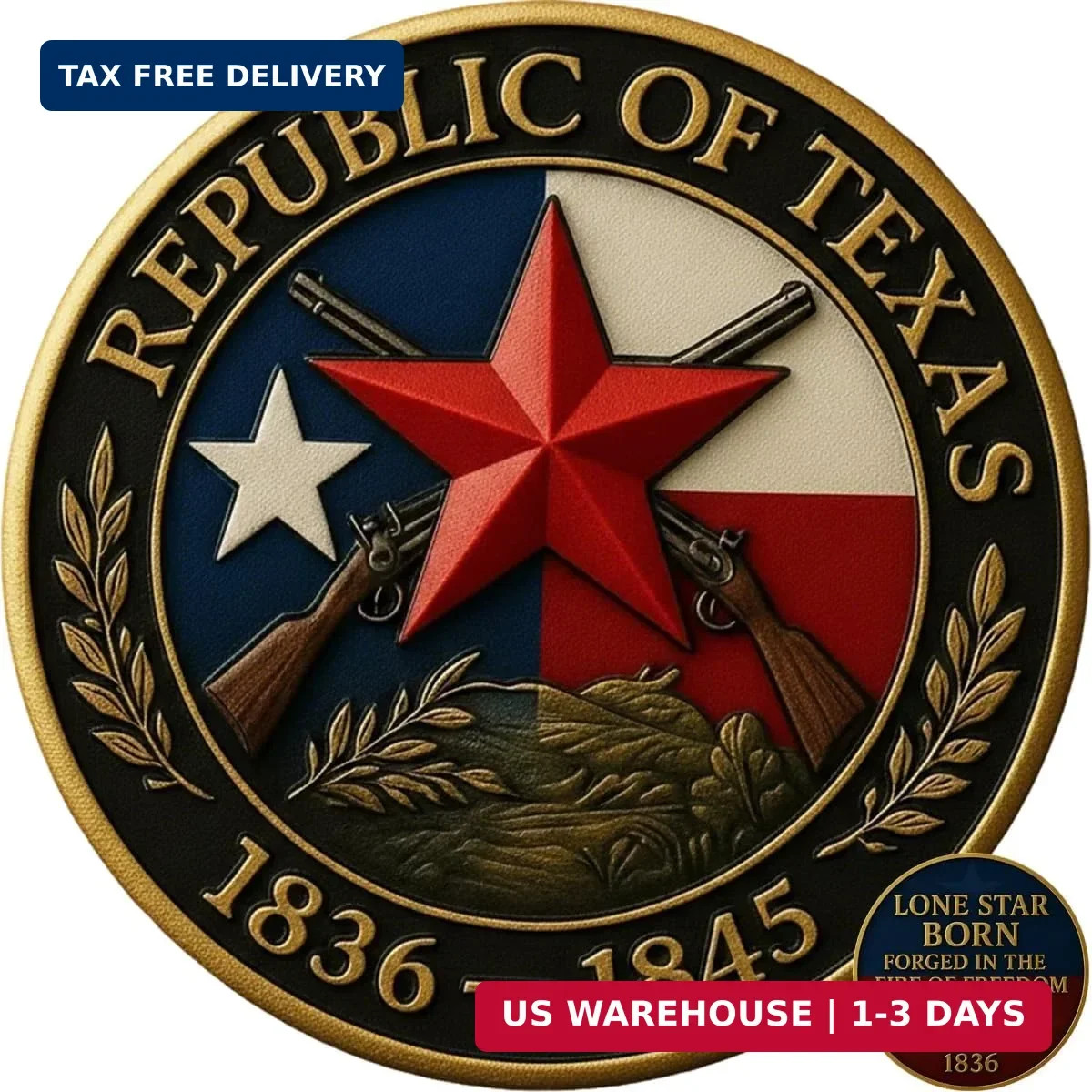 Republic of Texas Legacy Coin, Lone Star Texas Commemorative Challenge Coin, 183