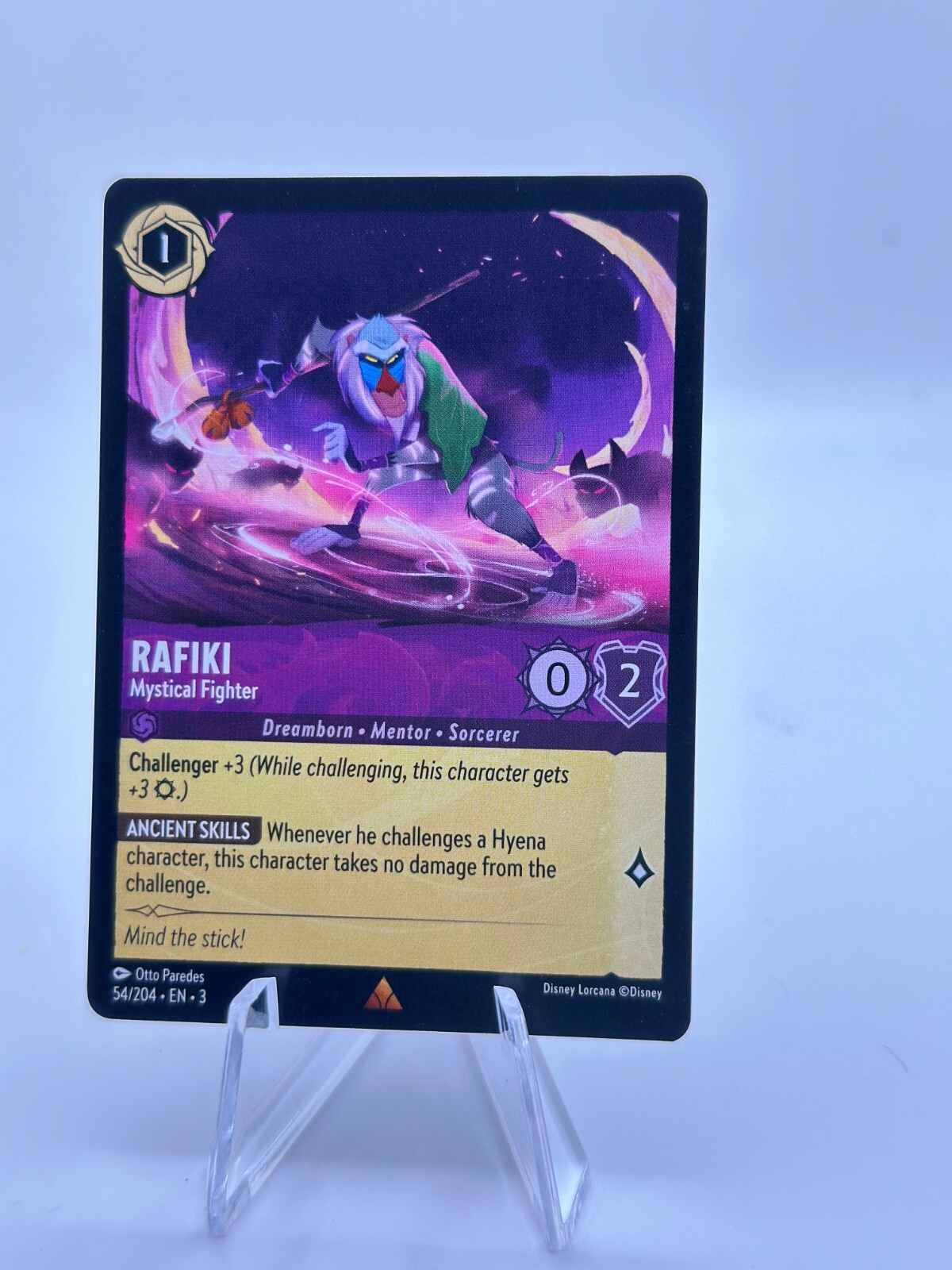 Rafiki-Mystical Fighter Lorcana Disney, INKLANDS Rare Mint Reg
