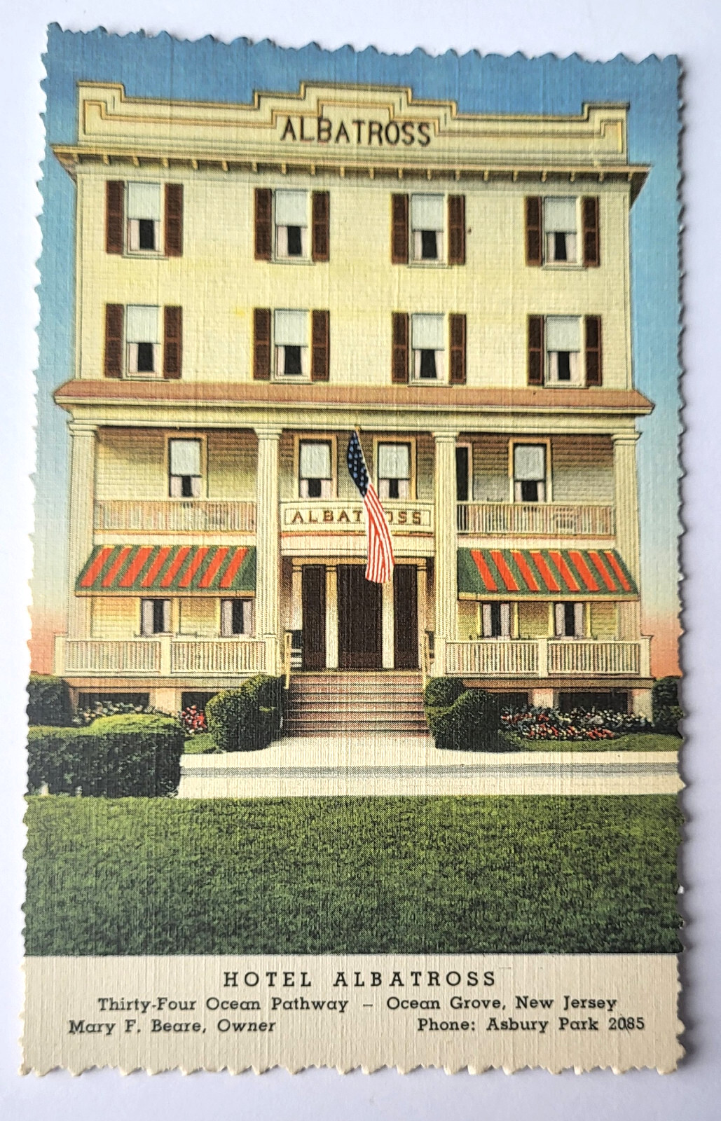 VTG 1944 ADVERTISING PC HOTEL ALBATROSS OCEAN GROVE NJ TEICH ARCHIVES MINT