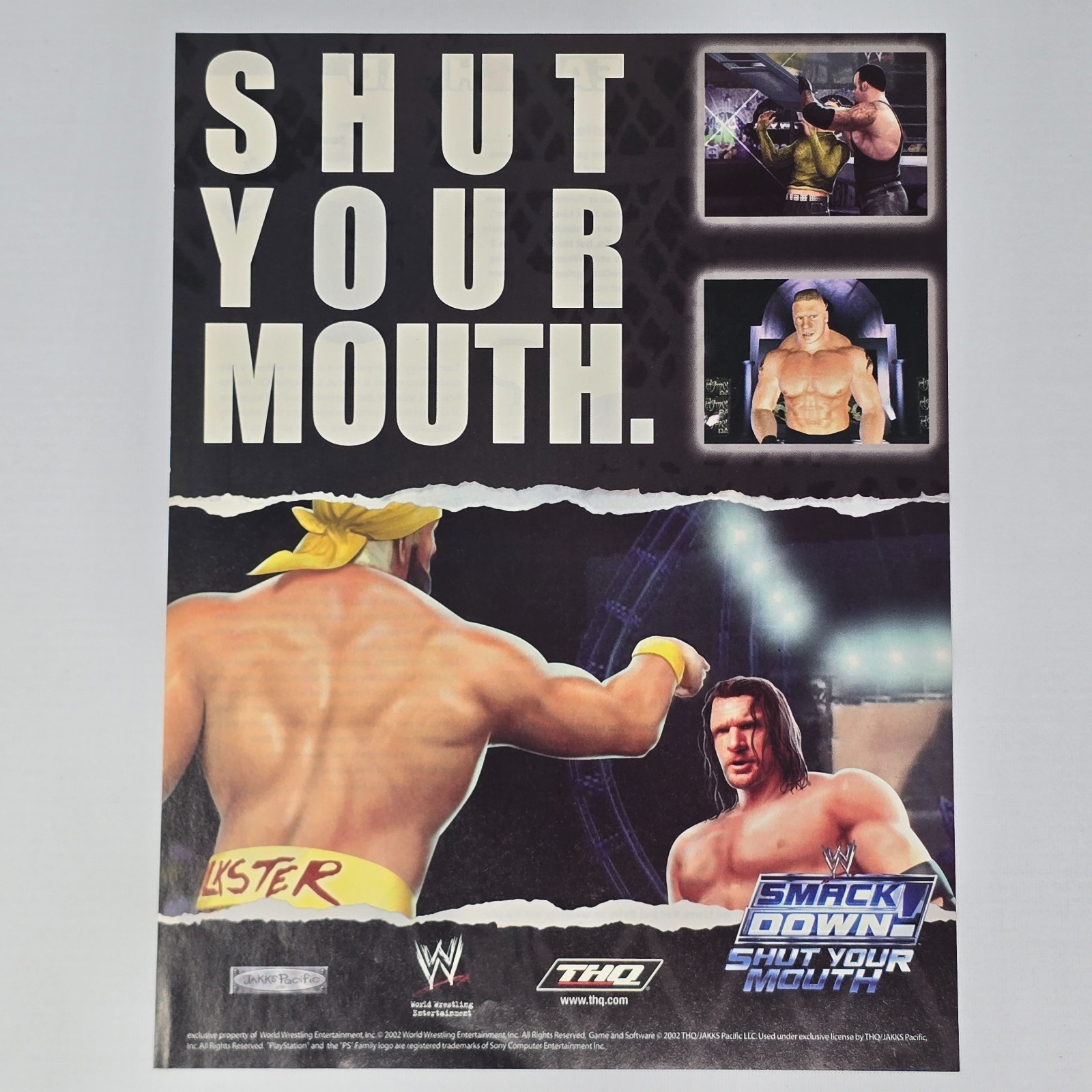 WWE Smackdown Shut Your Mouth PlayStation 2 PS2 Triple H Print Ad/Poster