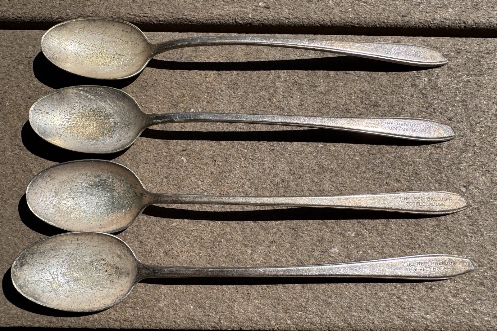 Lot Of 4 Vintage Red Balloon Coffee House Chicago Restaurant Spoons