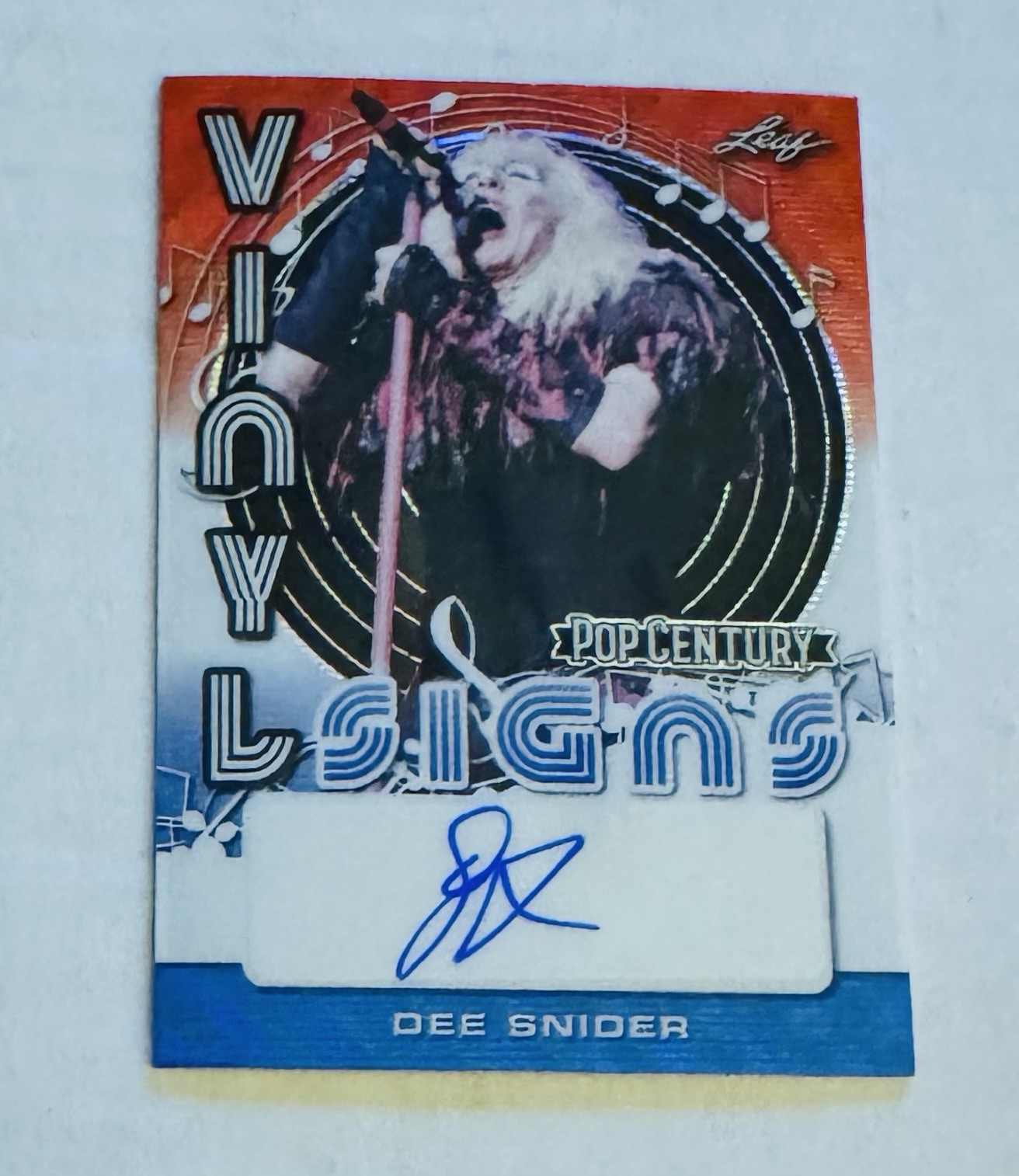 2022 Leaf Metal Pop Century Vinyl Signs Red White Blue 2/7 Dee Snider Auto