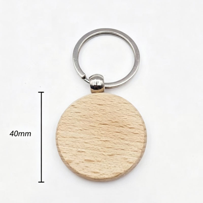 Multiple Types Beech Handmade Keychain Blanks DIY Engraved Wooden Key Ring Craft