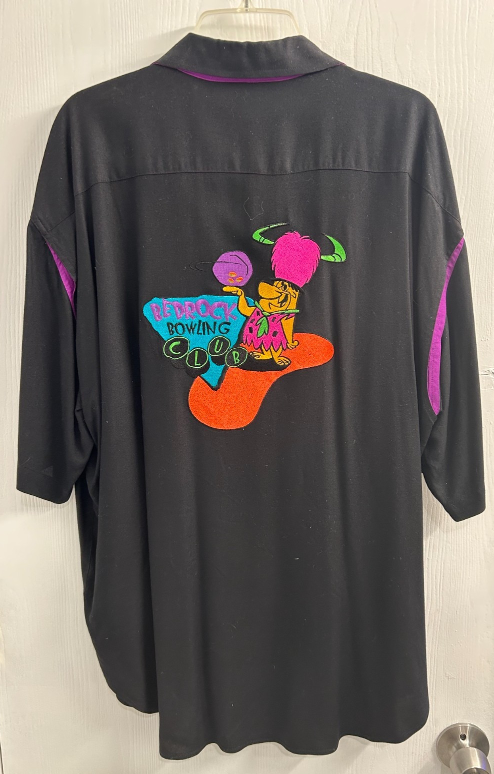 Vintage Fred Flintstone Embroidered Mens 100% Rayon XL Bowling Shirt Exclusive