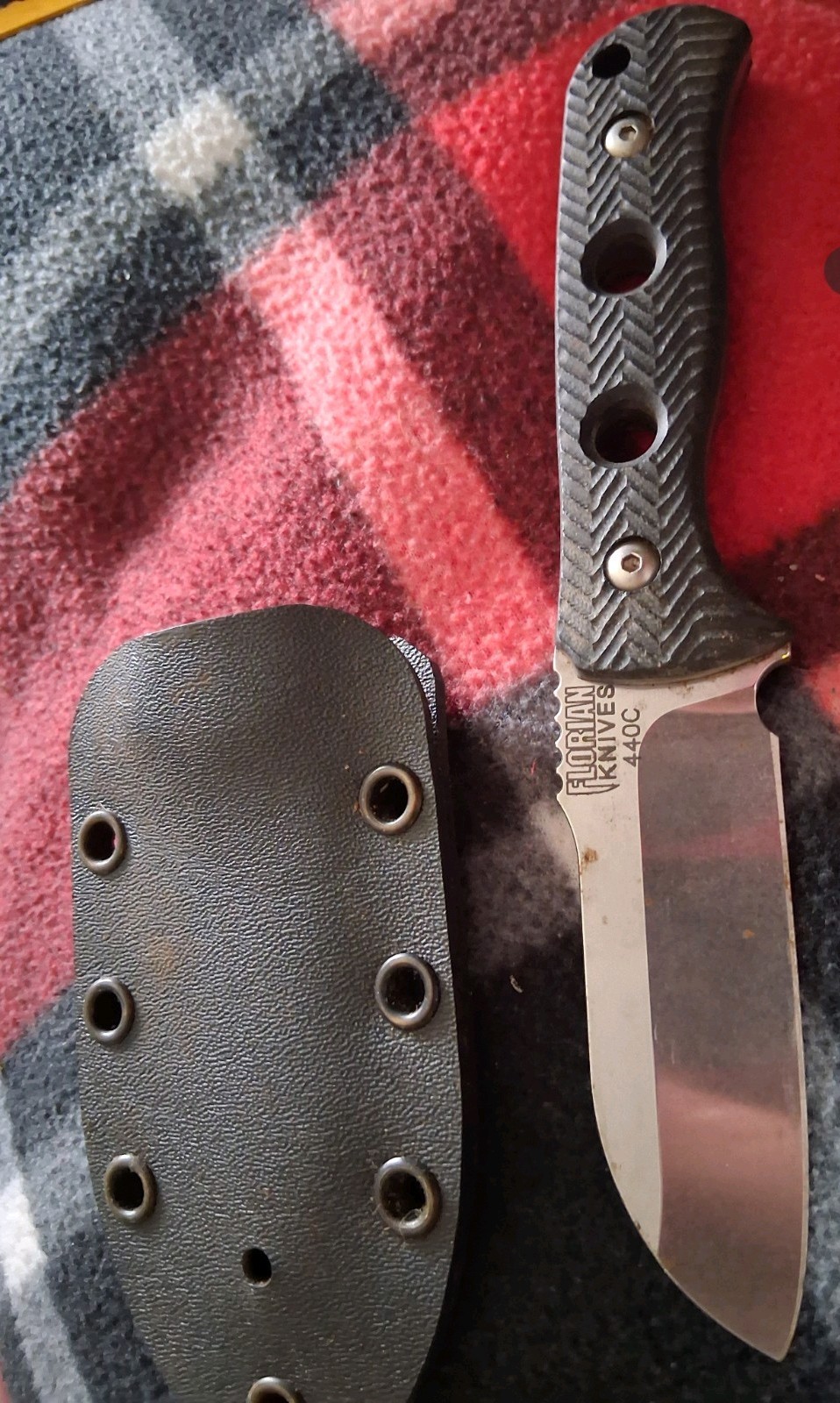 RARE Discontinued Florian Knives Rescue Rigger Fixed Blade Knife Les George 440C