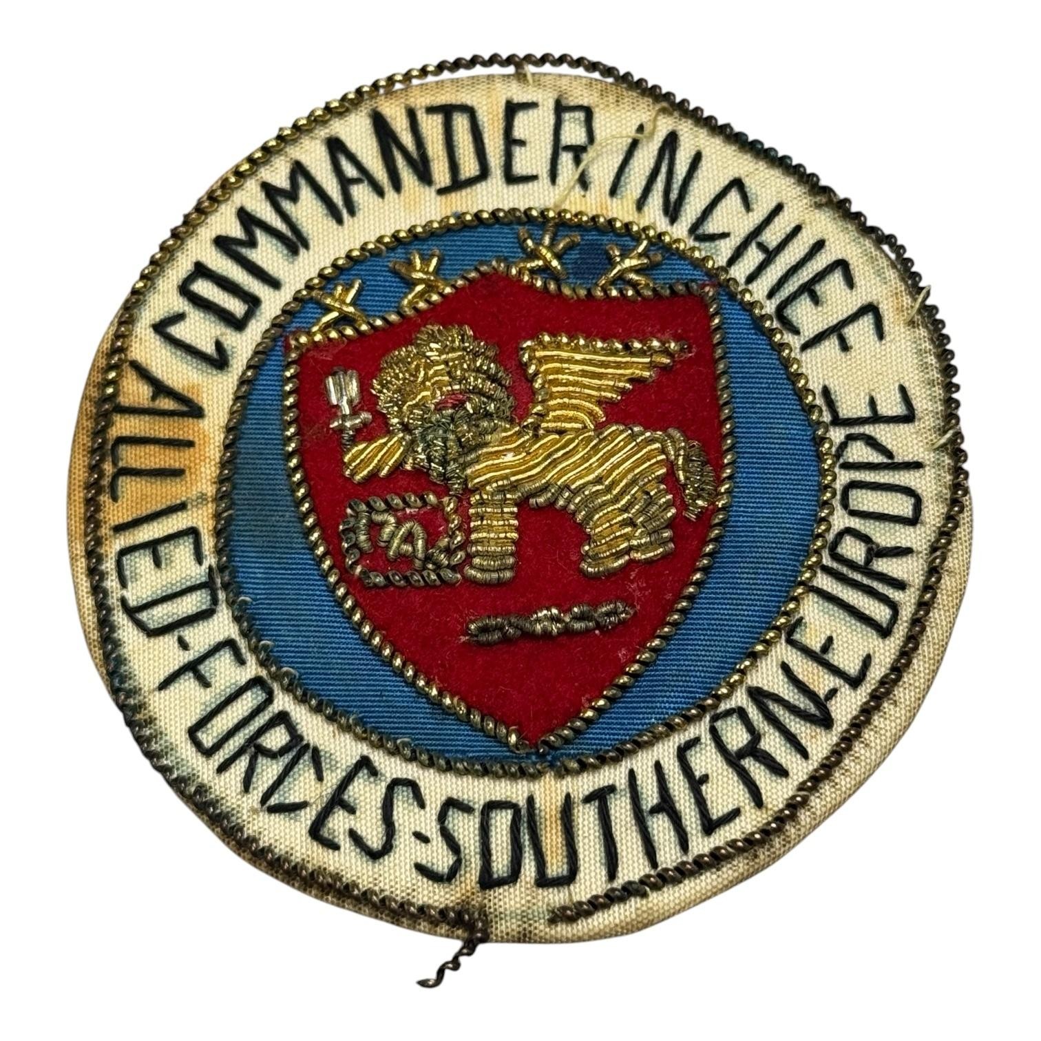 Vintage Commander In Chief Allied Forces Southern Europe Bullion Patch 2.75in
