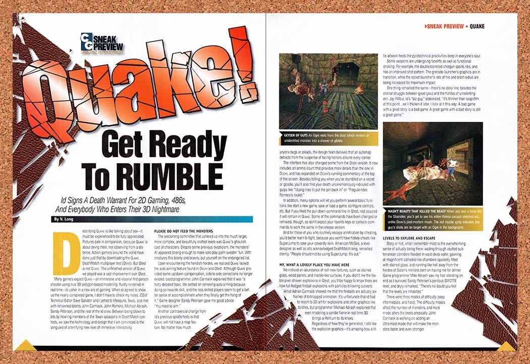 1996 Quake PC Preview Original Advertisement / Retro Promo vr1