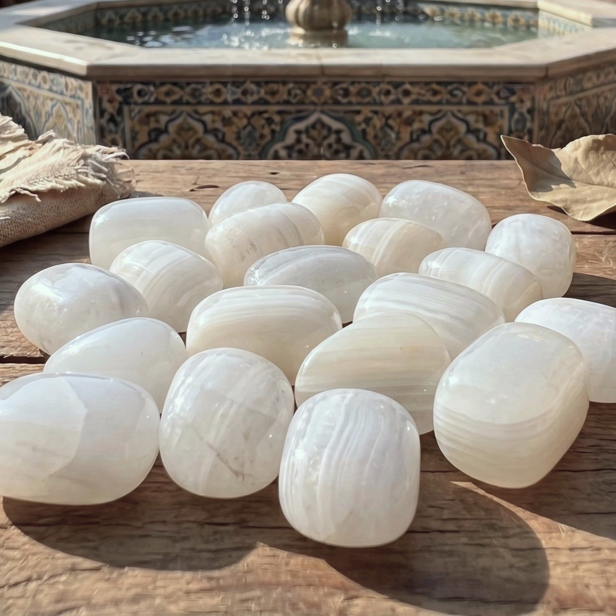 White Banded Calcite Tumbled Stones (By The Piece Or Pound) Pakistan Mineral