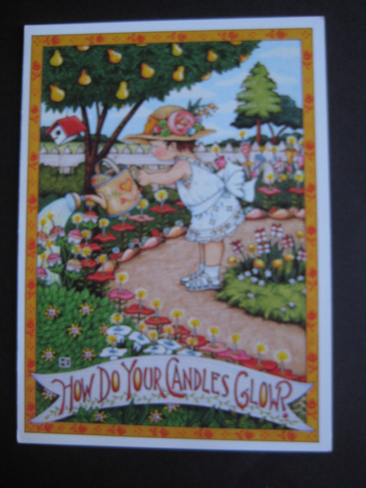 UNUSED 1987 vintage greeting card Mary Engelbreit BIRTHDAY HowDoYourCandles Glow