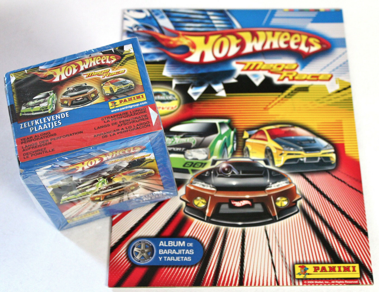 Panini Stickers HOT WHEELS MEGA RACE 2005 BOX DISPLAY 50 Packets Bags + ALBUM