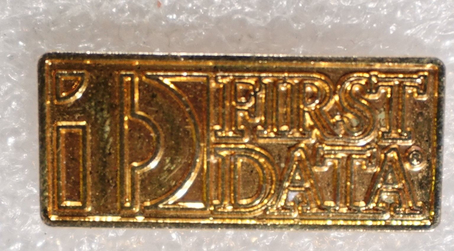FIRST DATA Pinback Button ID Logo Lapel Pin 1.75