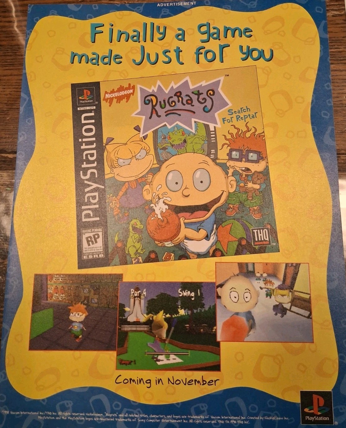 Rugrats Video Game Search For Reptar Vintage Print Ad 1998 8x11