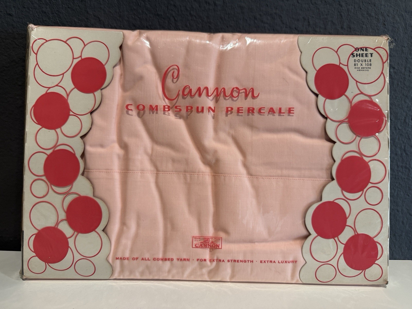 New Sealed Vintage Cannon Combspun Percale Pink Double Sheeet USA 81x108