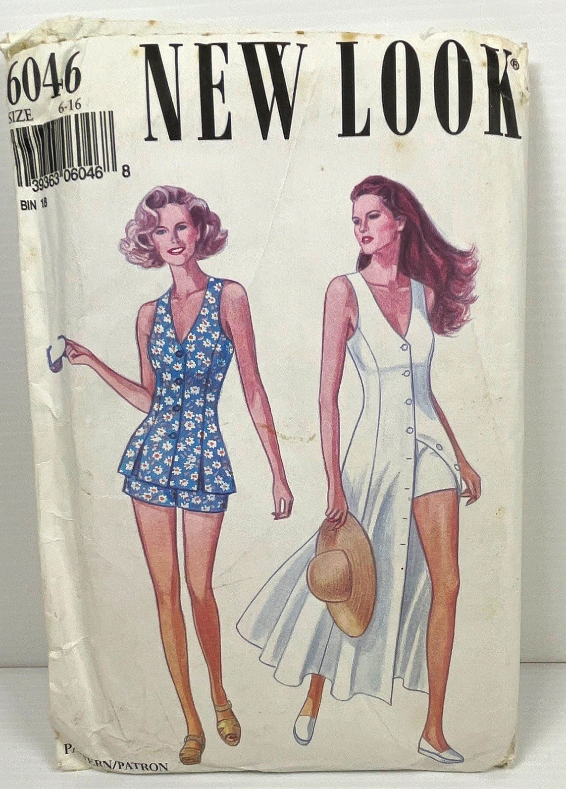 VTG Orig. 90’s New Look Sewing Pattern 6046 Dress Halter Shorts Size 6-16 Uncut