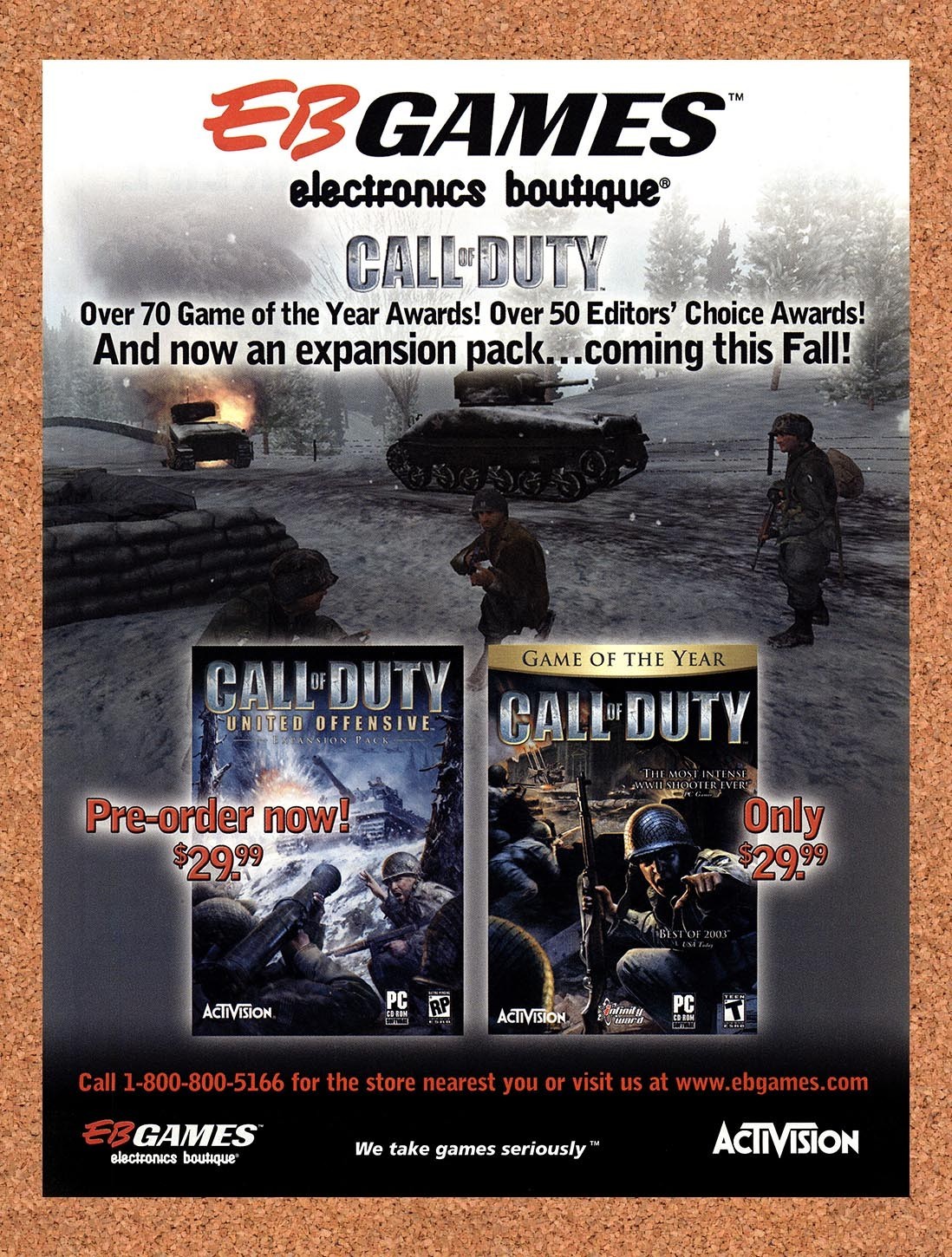 2004 Call Of Duty EB Games Pre-Order Original Advertisement / Retro Promo v1