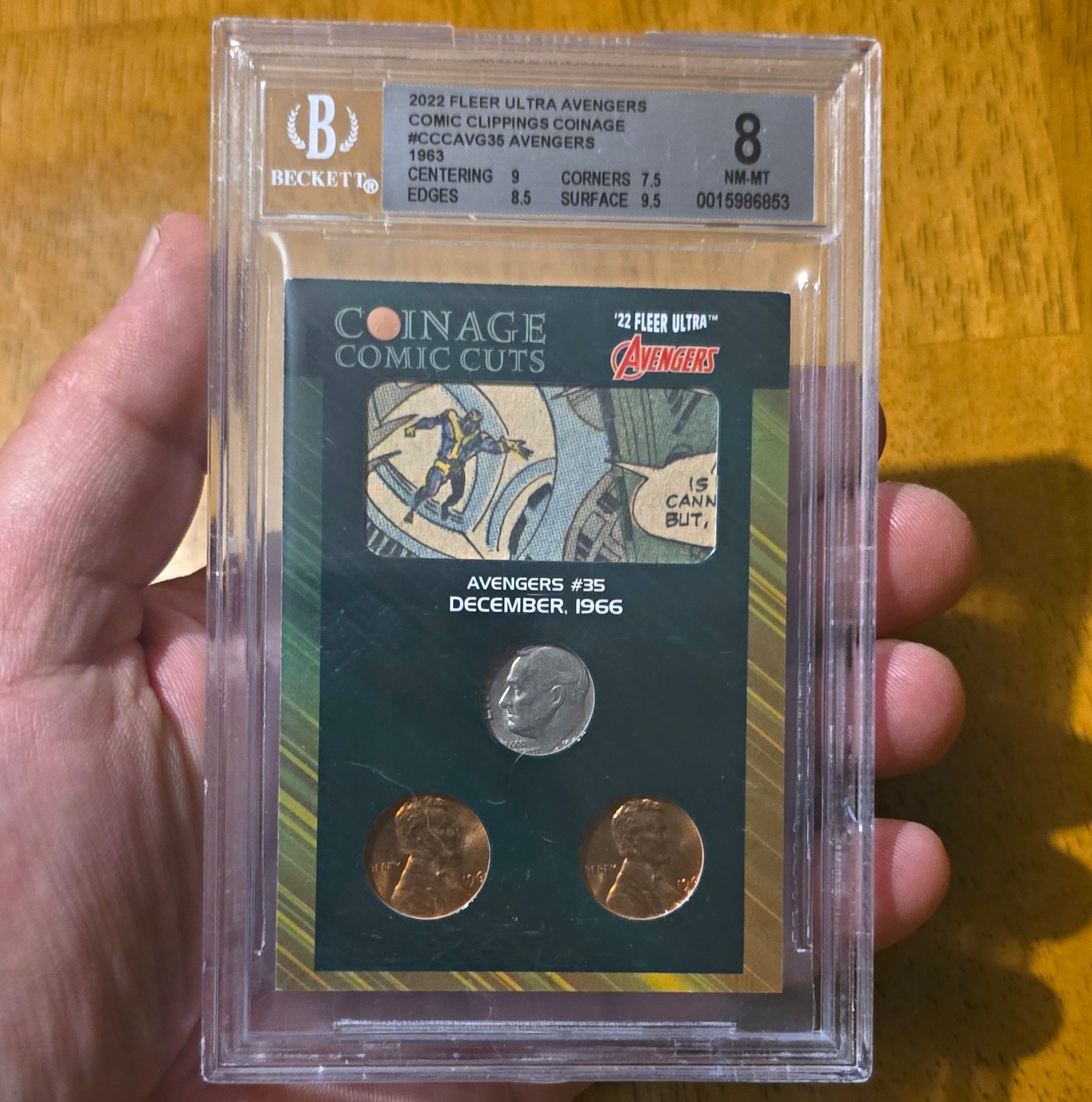 2022 Fleer Ultra Avengers Coinage Comic Cuts #CCCAVG35 BGS 8 SN 01/12