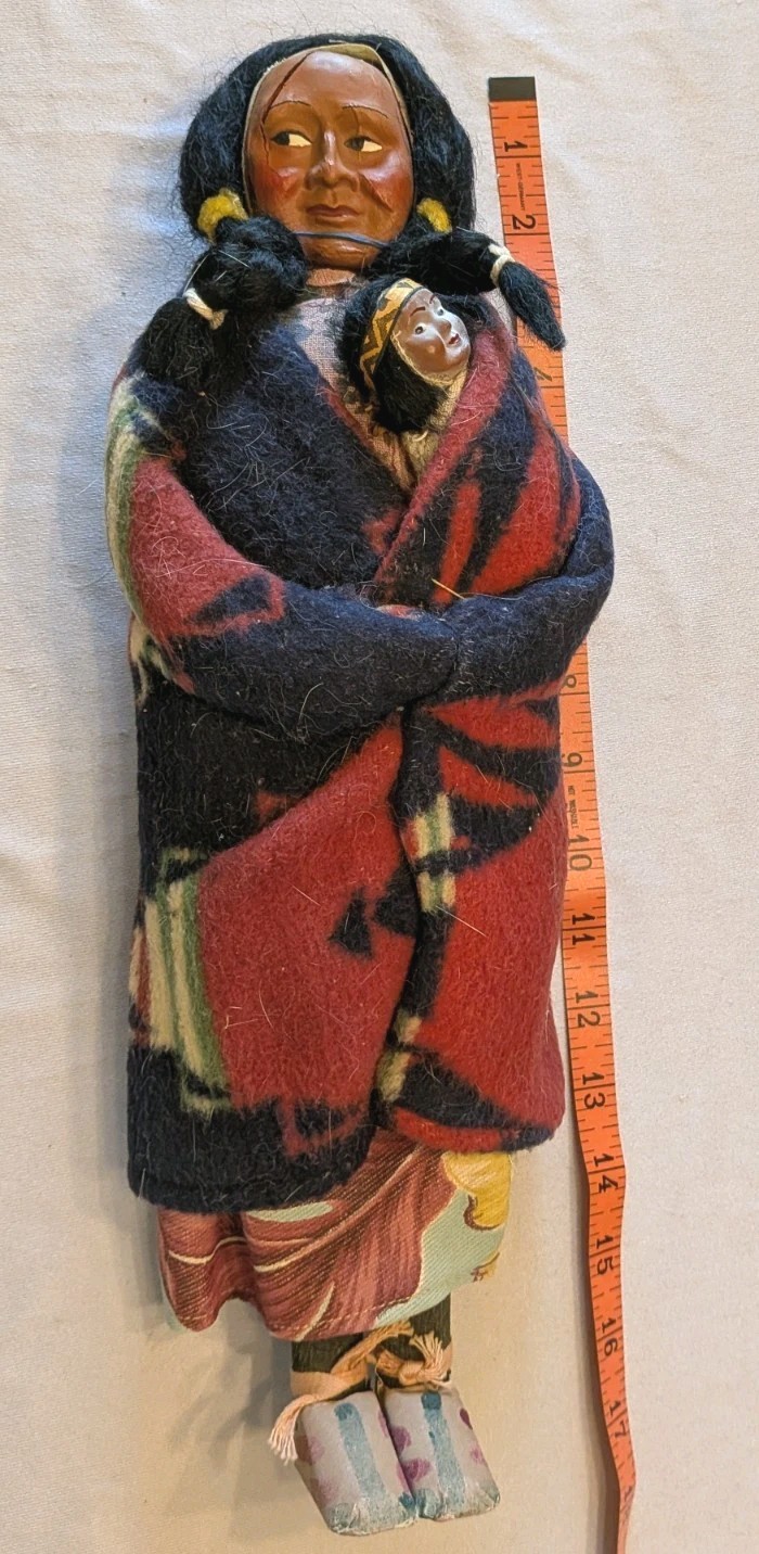 Vintage 50’s Skookum Native American Indian Squaw With Papoose Doll