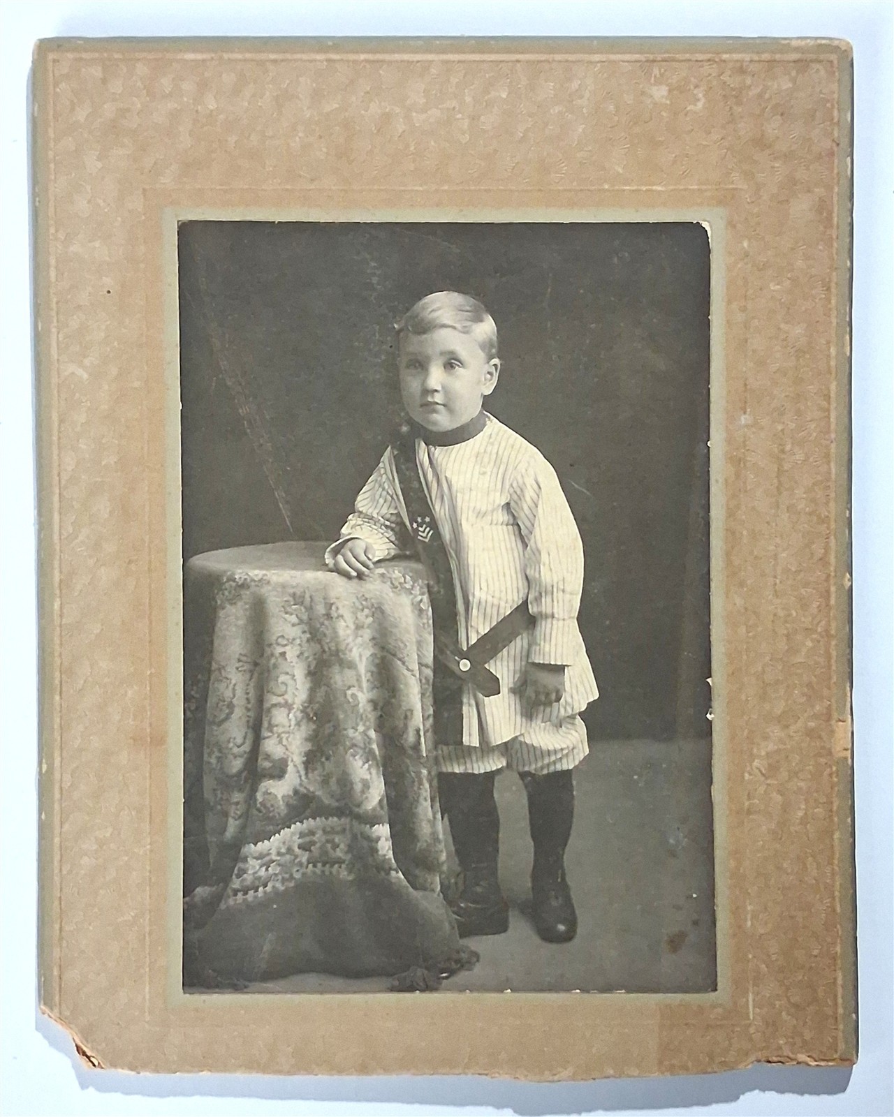 1909 Antique Photo Harold Reynolds Age 4 Boy Sailor Suit Identified Cabinet Card