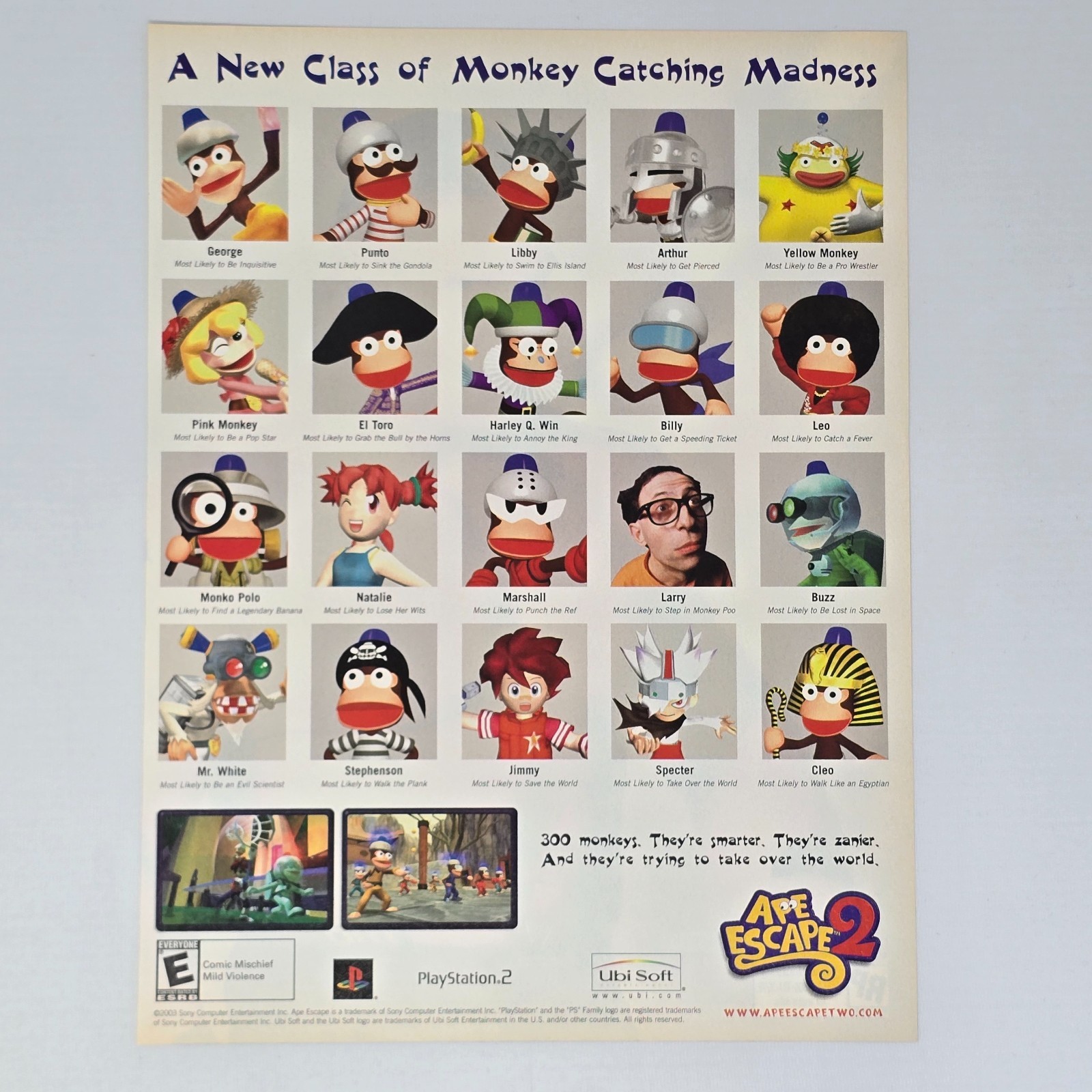 Ape Escape 2 PlayStation 2 PS2 Authentic Magazine Ad